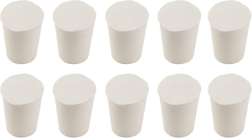 10 Pcs 2# White Solid Rubber Stoppers Tapered Lab Plugs, Dia. 20mm x Dia. 15mm - Height 26mm