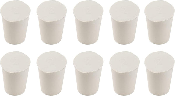 10 Pcs 2# White Solid Rubber Stoppers Tapered Lab Plugs, Dia. 20mm x Dia. 15mm - Height 26mm