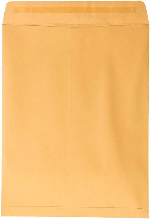 JAM PAPER 10 x 13 Open End Premium Envelopes with Peel and Seal Closure - Brown Kraft Manila, 50/Pack