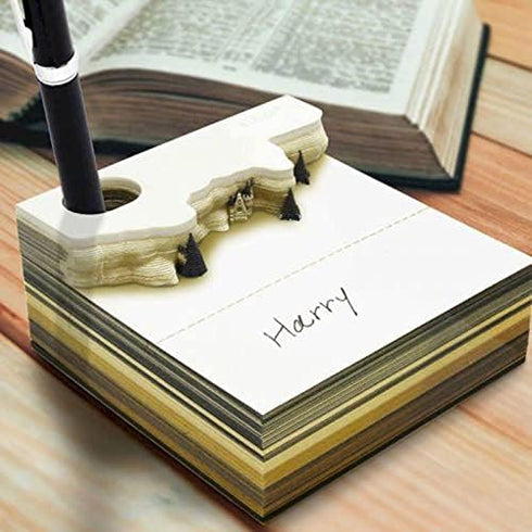 Tastefully 3D Memo Pad, 1Pc 160 Sheets Carving Art Notepad, DIY Sticky Post Creative Stickers for Office