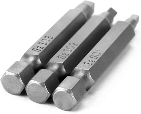 Fixinus 6 Pieces Square Screwdriver Bits, 1/4 inch Hex Shank S2 Steel Magnetic Bit Set, 50mm Length