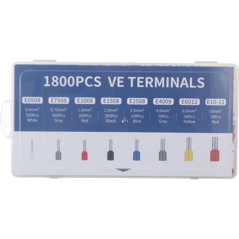 1800Pcs Wire Ferrules Terminals Kit - AWG 22-7 Crimp Connectors, Ferrule Crimping Tool for Electric and Industrial