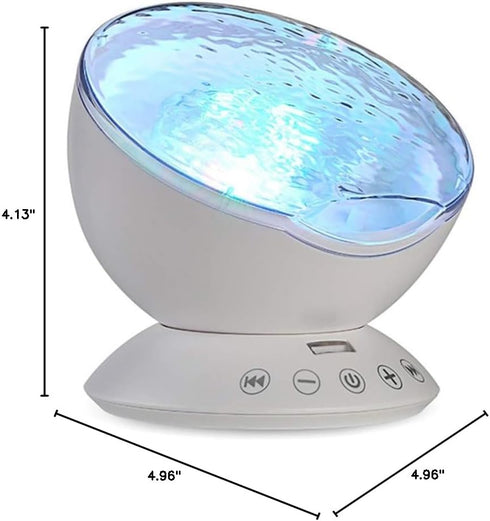 8 TOMNEW Ocean Wave Projector Sound Machine, Night Light Projector with Remote Control Timer Colors LED Lighting Modes