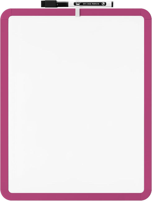 Mr. Pen Dry Erase Board, 14” x 11” Small White Board with Black Marker, Magenta Frame for Kids and Students