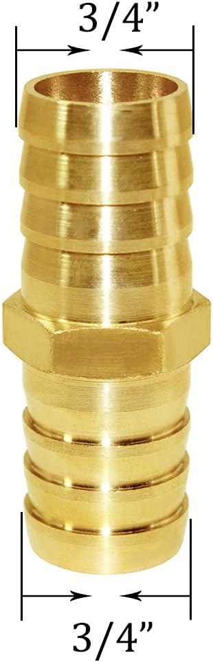 Joywayus 3/4" ID Hose Barb Fitting, Hex Union Brass Adapter for Water/Fuel/Air (Pack of 5)