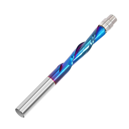 1/4 inch Trimming Shank CNC Router Bit Dowm Cut Flush Trim Router Bits Solide Carbide End Mill with Nano Blue Coating