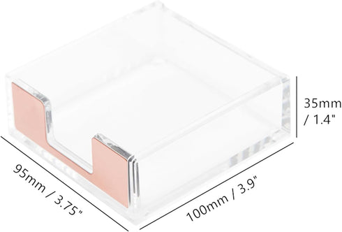 NatSumeBasics Rose Gold Sticky Note Holder Clear Post Note Holder Acrylic Memo Pad Holder for Office Essentials