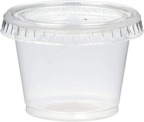 Plastic Disposable Portion Cups, Jello Shot Cup, 4 OUNCE, Package of 50 Cups with Lids