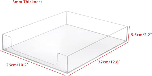 BTSKY Clear Acrylic Desk Tray Organizer for A4 File, Elegant Letter Size, Magazine Files, Office Storage Basket