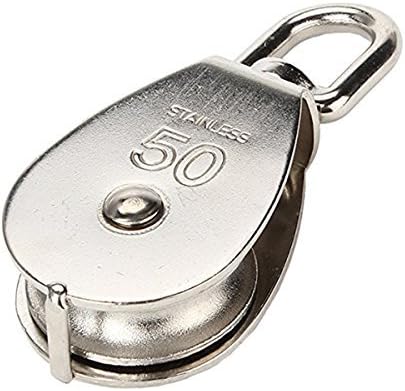 1-Pack M50 Heavy Duty Stainless Steel Single Pulley Block, Swivel Rigging Lifting Wheel for 400kg