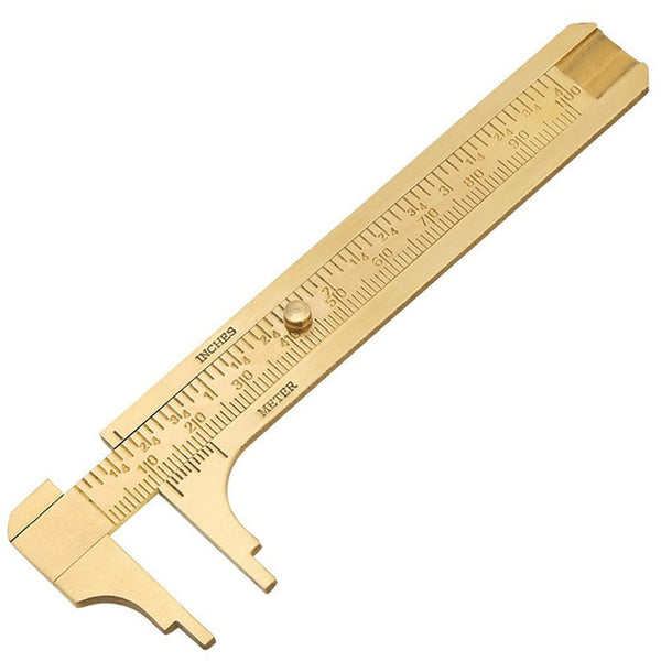 Brass Pocket Caliper - Double Scale Sliding Gauge, Mini Vernier Caliper for Measuring Jewelry