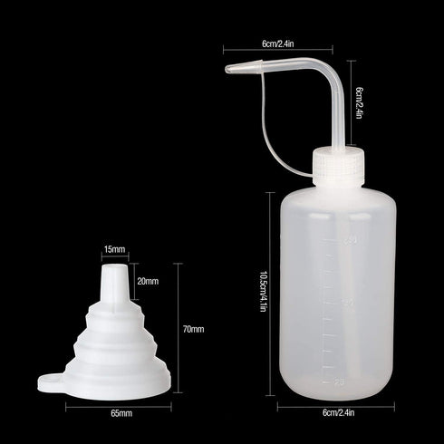 Hyber&Cara Safety Wash Bottle 3Pcs 250ml Plastic Squeeze Bottle with Cap for Lab Plant Watering Tattoo Wash Bottle with 1Pc Silicone Funnel by Hyber&Cara