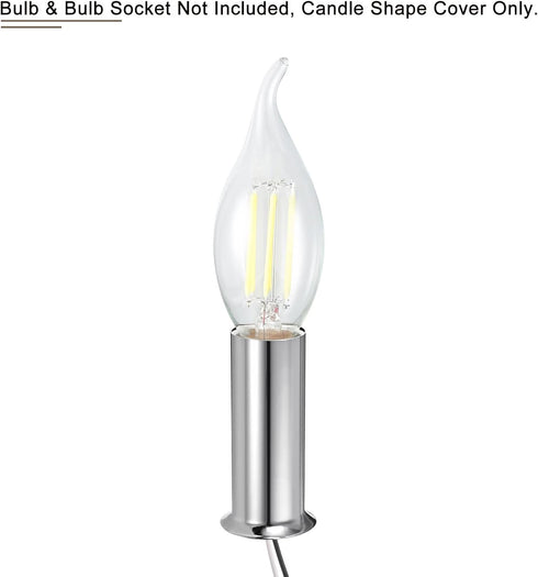 3 Inch Bulb Pack 6 MECCANIXITY Candle Socket Covers, Tall Chandelier Sleeves Light Base Holder, Silver