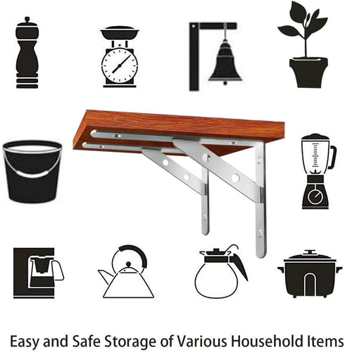 AmericFengBao Shelf,J5303-2P 1 Pair(10 inches) Heavy Duty Shelf Bracket,Welded Bracket,Stainless Steel Solid Shelf