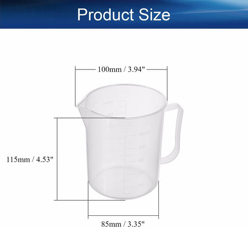 Bettomshin 9Pcs 500ml Metric Straight Shape Plastic Beaker, Graduated Liquid Measuring Cups for Lab