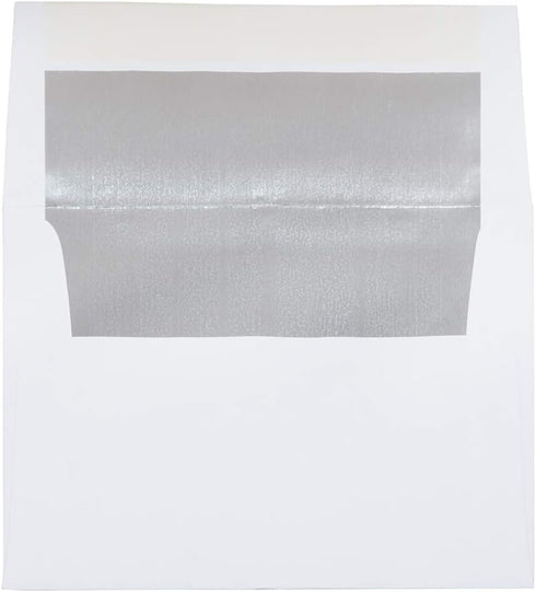 JAM PAPER A7 Invitation Envelopes - 5 1/4 x 7 1/4 - White with Silver Foil - 50/Pack