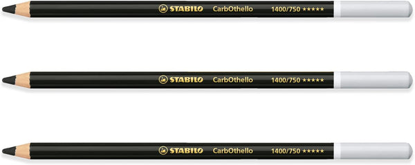STABILO Chalk-Pastel Pencil CarbOthello, Pack of 3, Neutral Black (750)