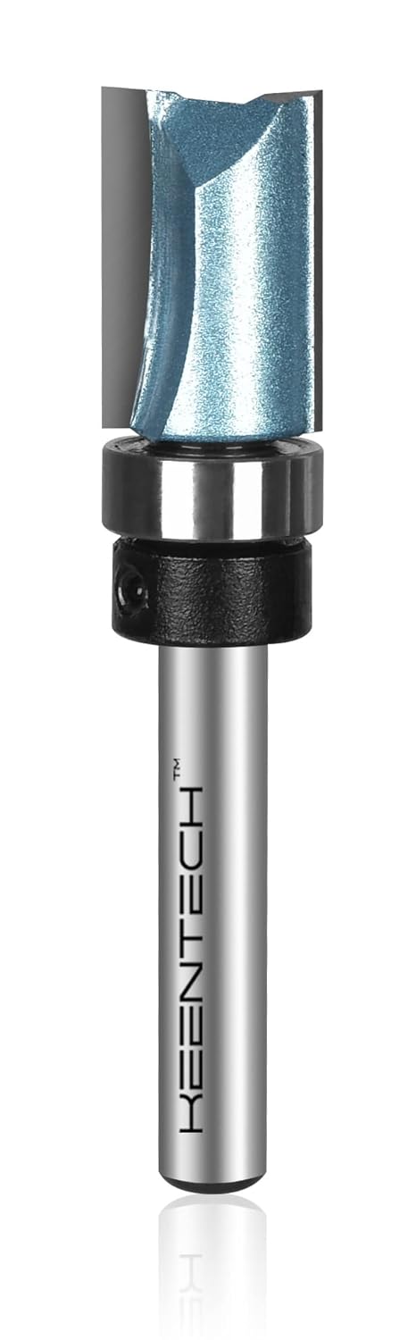 Flush Trim Router Bit 1/4" Shank, Top Bearing Carbide Tipped Pattern Bit, Template Straight Heavy Duty Woodworking