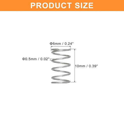 uxcell 5Pcs Compression Spring, 0.02" Wire Diameter, 0.24" OD, 0.39" Free Length, 304 Stainless Steel, Silver