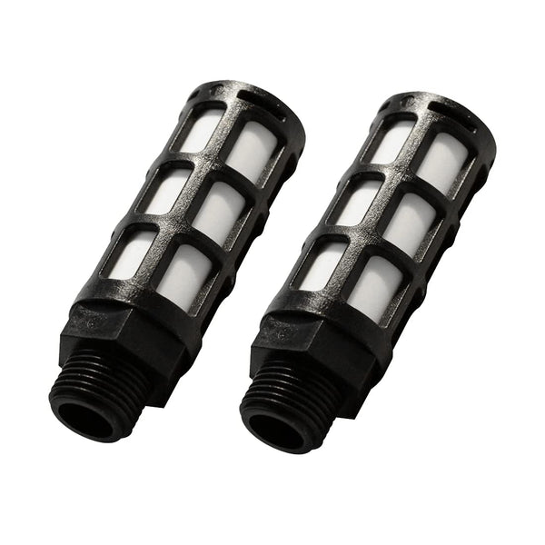 Quickun Plastic Exhaust Air Silencer, 3/4" Air Line Pneumatic Muffler, Black Air Compressor Fitting (Pack of 2)