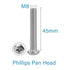 M8 x 45mm Machine Screws (10pcs), Pan Phillips Cross Head Screws for Samsung Series TV, 18/8 Stainless Steel