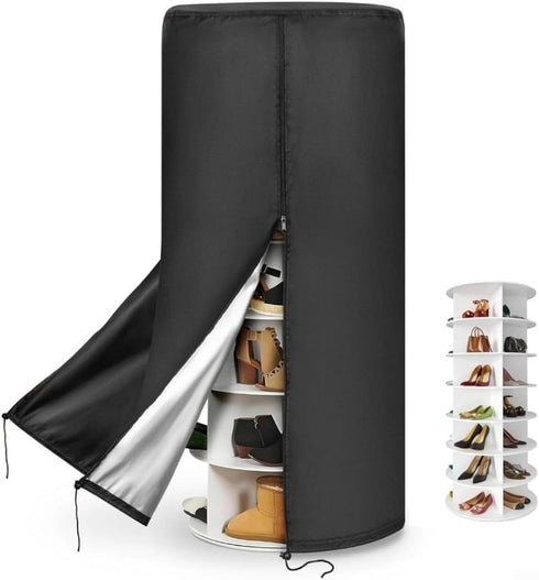 Floweringbeter Rotating shoe rack cover made of sturdy oxford fabric and PU coating, includes a UV resistant layer