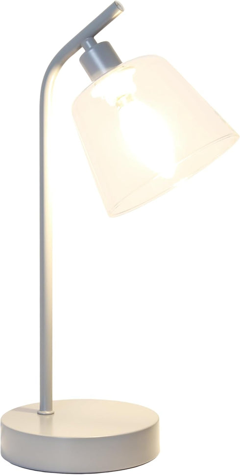 LD1080-GRY 16" Simple Designs Sleek Essentials Modern Industrial Metal Desk Lamp with Clear Glass Shade, for Office