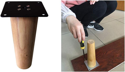 KDDEON Accessories,Set 4 (6cm/2.4in) Solid Wood Rubber Wood Furniture Legs,DIY Replacement Sofa Legs,Tapered Coffee