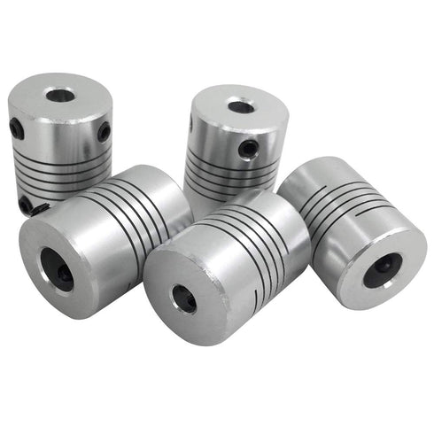 AFUNTA 5 Pcs Flexible Couplings 5mm to 8mm for NEMA 17 Stepper Motors - Compatible with Small CNC Machines & 3D Printers