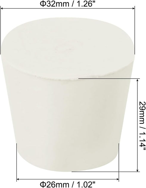 MECCANIXITY Rubber Tapered Plug 26mm to 32mm Solid Test Tubes Bungs Stopper White for Lab Home 15 Pieces