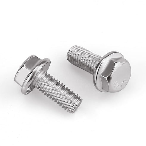 M5-0.8 x 25mm Hex Flange Bolt, DIN6921, 30-Pack, 304 Stainless Steel, Serrated Locking Flange, 1" Thread Length