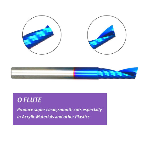 2PCS 1/4inch Shank O-Flute Upcut Solid Carbide CNC End Mill - 1/4 inch Cutting Diameter Router Bit