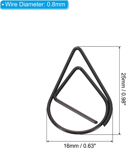 MECCANIXITY 50 Pieces Metal Paper Clip, Drop-Shaped with Box, 1 Inch Black for Crafts and Organization