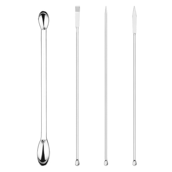 4 Pcs Lab Micro Spoon and Spatula Set, Stainless Steel Double-Ended Spatulas and Sampling Spoons
