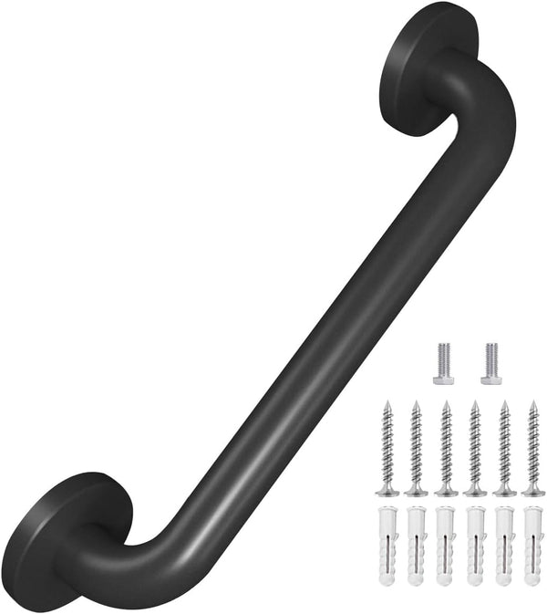 Metal Industrial Stairs Grab Wall Handrail, Safety Grab Bar for Indoor Outdoor Deck (Matte Black)