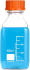 Lab Media Storage Square Bottles with GL45 Screw Cap, Leakproof for Scientific Use, Pack of 8 (500ml)
