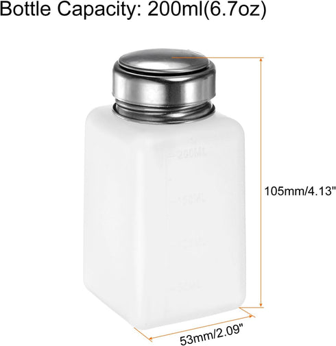 3pcs Solvent Alcohol Dispensers 200ml(6.7oz) Push Down Liquid Dispenser Pump with Sealing Stainless Steel Lid for Acetone Cleanser Polish Remover, White by HARFINGTON