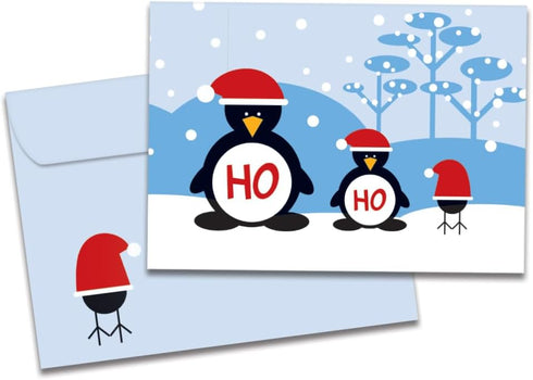 Tree-Free Greetings Season's Greeting Cards - 10 Cards + Envelopes - 5 x 7 - Ho Ho Ho Penguins (HB93340)