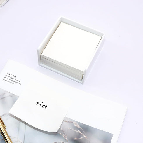 NatSumeBasics White Sticky Note Holder, 3x3 Inch Self Stick Notes Cube Dispenser for Office Home School