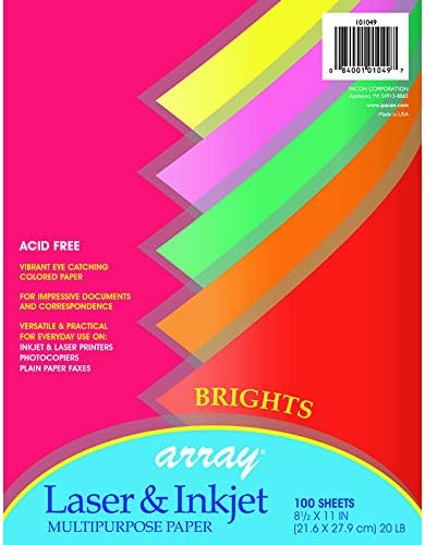 Pacon 101049 8-1/2" X 11" Brights Bond Paper Assorted Colors 100 Count by Pacon