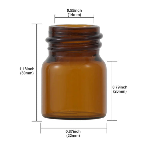 5ml Amber Glass Vials, 12PCS with Screw Caps and Plastic Stoppers, Small Brown Leak-Proof Liquid Sample Vial