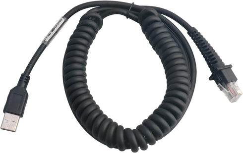 USB Cable Coiled 3 Meter, Type A USB to RJ45 Barcode Scanner Cable for Datalogic GD Series, 3M Coiled