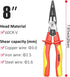 LAOA Needles Nose Pliers,Long Nose Pliers 1000 Volt VDE Insulated Electrician's Pliers with Stripping,Cutting Wire,Screwing Nails, Cutting,Clamping