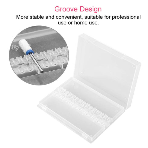 ZJchao Nail Drill Bit Box, 14 Holes Display Storage Case for Professional Nail Art Polishing Grinding Drill Bits