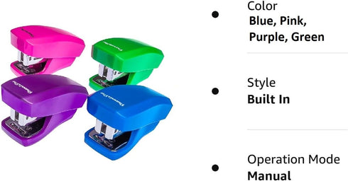 Desk Accessories - Aria Premium Mini Stapler Set, Built-in Staple Removers, 2000 Standard Staples Included, Set of 4