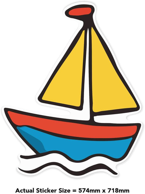 Azeeda (DW00172161) 'Sail Boat Toy' White Premium Vinyl Decal Sticker Waterproof, Durable & Easy to Apply - Ideal