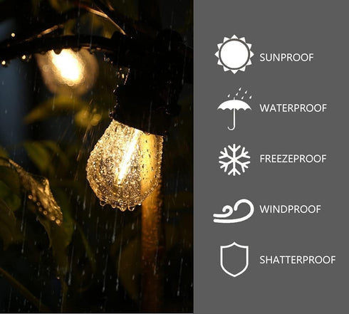FUTIME 25 Pack S14 Bulbs, 1W Bulbs, E26 Bulbs 2200K. (S14 25Pack) LED String Light Shatterproof & Waterproof Outdoor