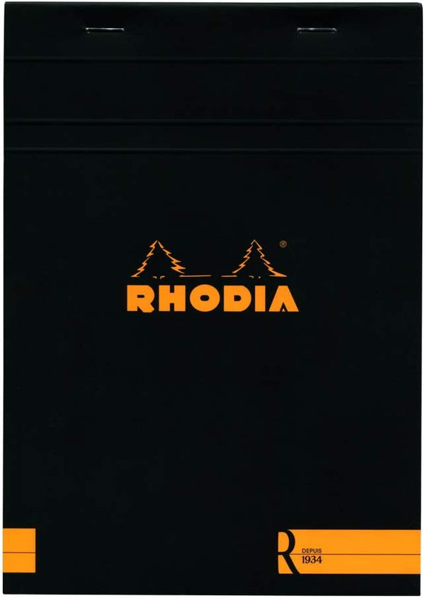 Rhodia Stapled Notepad Le R No. 16, Black, A5, 70 Detachable Sheets