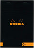 Rhodia Stapled Notepad Le R No. 16, Black, A5, 70 Detachable Sheets