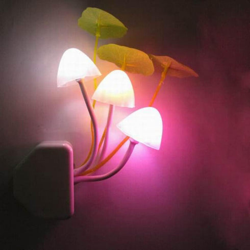 anso 3 Bulbs Night Light Light Sensor LED Mushroom Lamp Night Lamp Baby Home Bedsides (Grass)